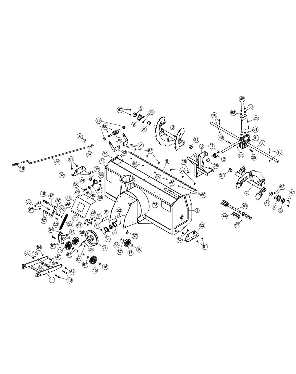 General Assembly 48-Inch 2012 And After Diagram and Parts List for 19A40020 48Inch-100 Cub Cadet Lawn Tractor